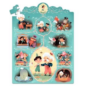 Djeco Pinocchio Puzzle, puzzle de poveste de 54 de piese pentru copii - Puzzle