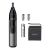 Philips NT3650/16 nose and ear trimmer with accessories: eyebrow combs, battery, and pouch