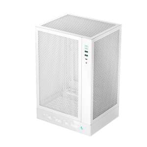 Počítačová skrinka DeepCool CH170 DIGITAL WH Mini-ITX, biela, šikmý pohľad - DeepCool