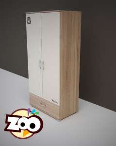 Todi Noé 2 ajtós + 1 fiókos nagy Szekrény #sötét-sonoma-tölgy-nyír 30307979