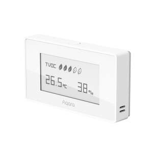 Aqara AAQS-S01 air quality monitor, white, showing temperature, humidity and TVOC levels - Carbon Monoxide Detector
