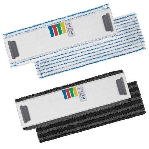 GLOBO SKILL-FUR Mikrofaser-Moppbezüge, 2er Pack, blau und grau, für Nasswischen und Staubwischen