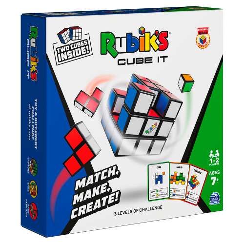 Hra Rubik's Cube It, krabica, dve kocky vnútri, 3 úrovne náročnosti, od 7 rokov