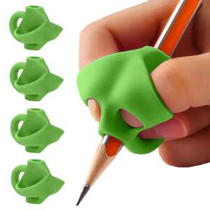 Set de 5 gripuri pentru creioane din silicon verde pentru copii, ajută la caligrafie - Papetărie