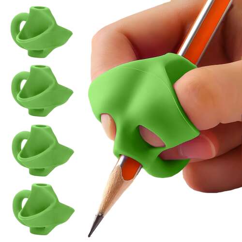 Set de 5 gripuri pentru creioane din silicon verde pentru copii, ajută la caligrafie