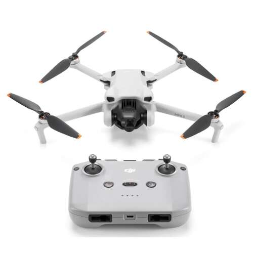 DJI Mini 3 Drohne, weiß, Vorderansicht mit Fernbedienung