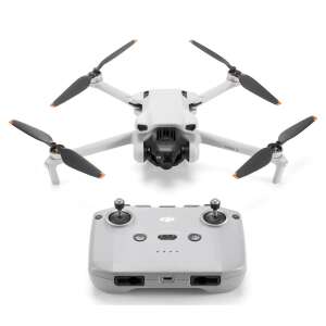 Дрон DJI Mini 3, бял, преден изглед с дистанционно управление - Дрон
