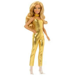 Păpușa Barbie Golden Dreams Fashion în salopetă aurie - Mattel Baba