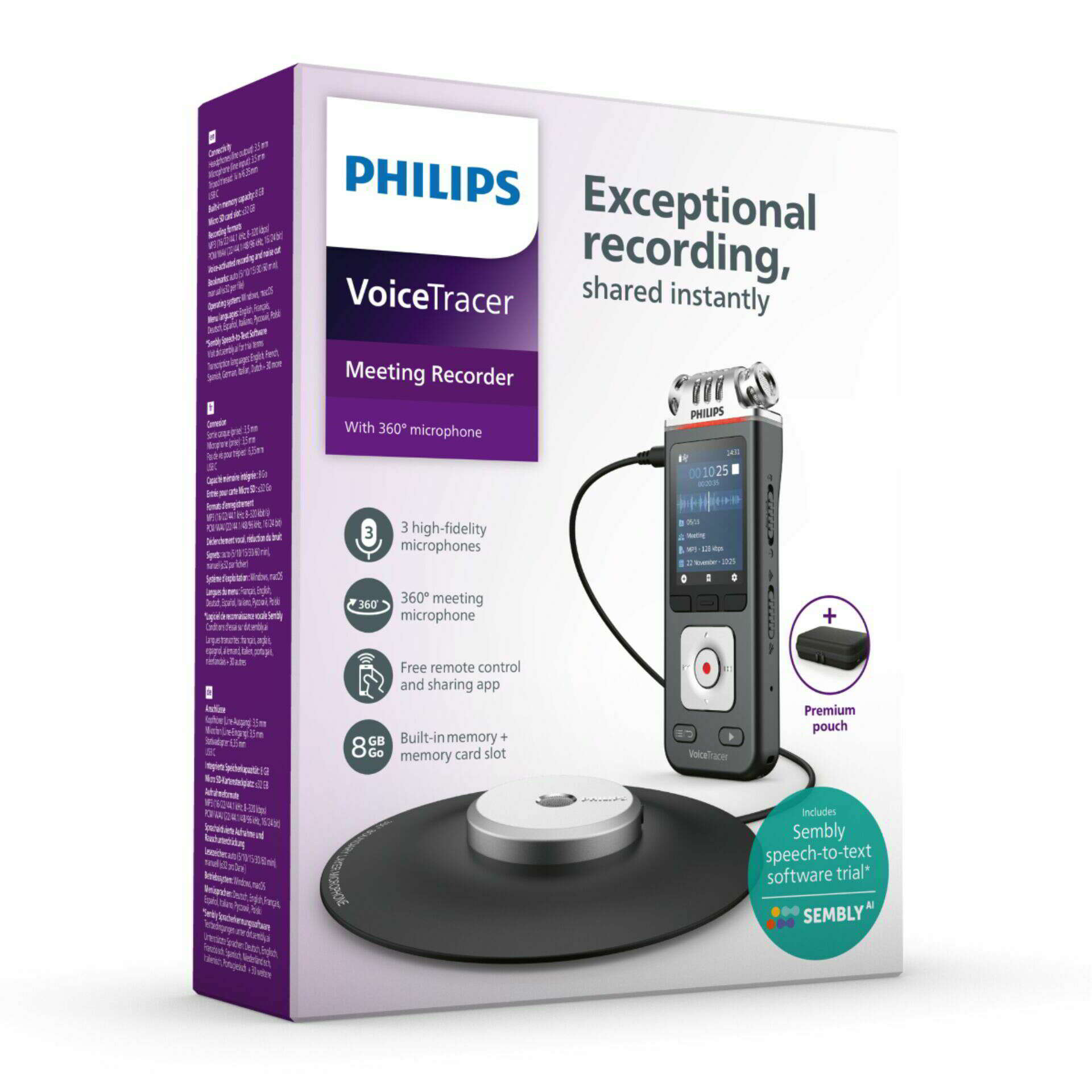 Philips DVT 8115 Voice Tracer Meeting Recorder Diktafon 8GB - Szürke
