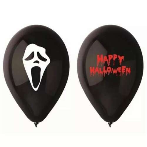 Fekete Halloween lufik Sikoly maszkkal és Boldog Halloween felirattal