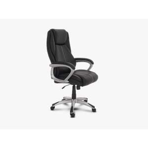 Barracuda E614 fekete irodaszék, ergonomikus kialakítás, magas háttámla, állítható magasság, krómozott kartámla, PU kerekek - Barracuda