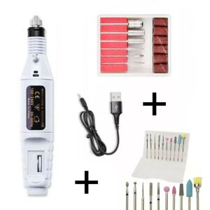 Electric mini nail drill machine with various drill bits and USB cable for home use - Nail grinder