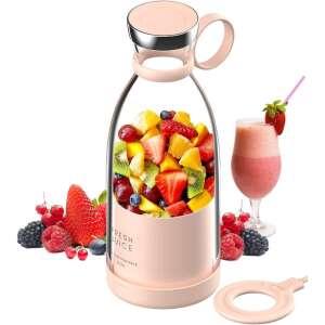 Portable, Multifunctional, Cordless, Glass Mini Blender with 6 Blades - Pink