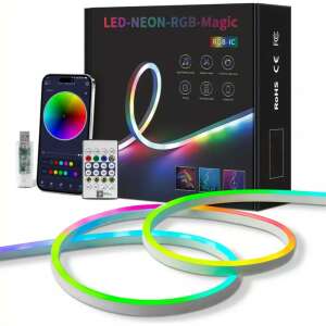 RGB-IC LED neon light strip with app control, remote control, and USB power, 5 meter long - Lamp & Lighting