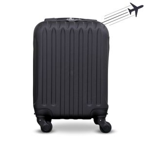 LEONARDO DA VINCI czarna walizka kabinowa izolowana na białym tle - Moda i ubiór