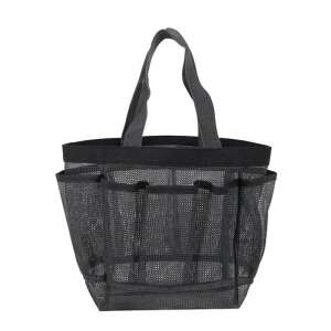Gray mesh shower bag with multiple pockets for toiletries and cosmetics - OEM