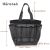 Gray mesh shower caddy tote bag with multiple pockets and dimensions