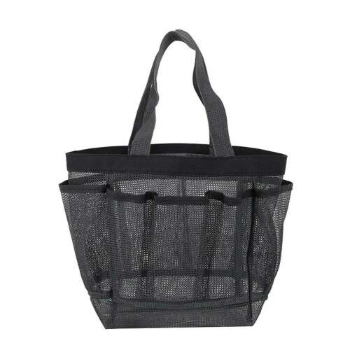 Mesh Bag with Multiple Pockets for Makeup and Bathroom Accessories - Grey