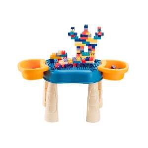 Kék és sárga többfunkciós tevékenység asztal gyerekeknek építőkockákkal, horgászbottal és tárolóval - Nonbrand Interaktív gyerek játék