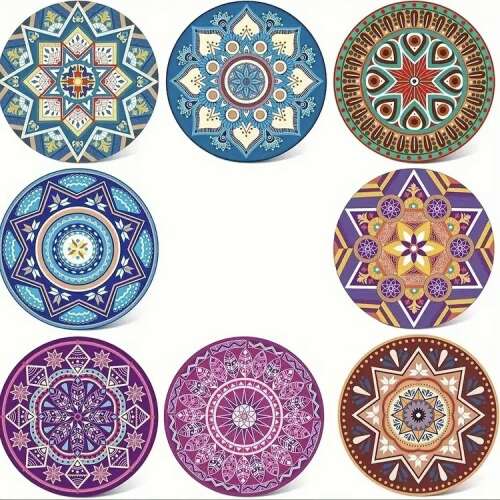 8 darabos mandala virág mintás poháralátét készlet