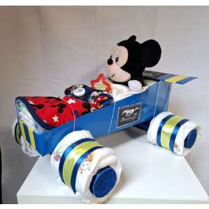 Mickey Egér Mustáng autós Pelenkatorta, kelengye, babavártó - 2-5 kg