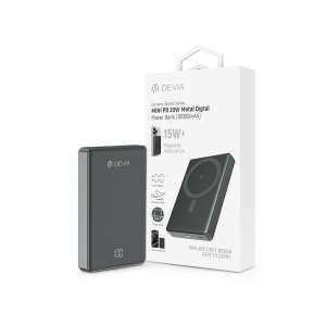 Devia Extreme Speed Series Mini PD 20W Metal Digital Power Bank, 10000mAh, szürke, mágneses vezeték nélküli töltéssel - Devia