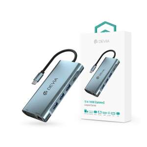 Devia Leopard 11 in 1 Hub, Type-C, 3xUSB, PD, HDMI, VGA, RJ45, Card Reader, Audio Jack, Grey - USB Hub