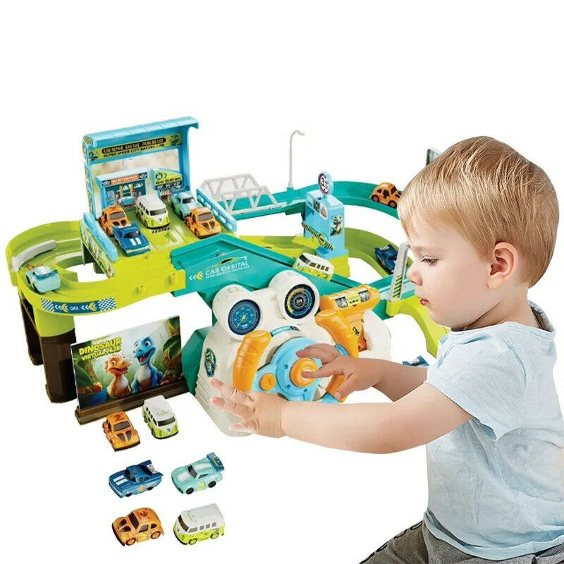 Ikonka 2in1 interaktív Parkoló és Autópálya Versenykormánnyal, 50...