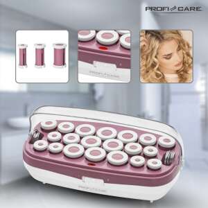 ProfiCare PC-LW 3028 heated hair rollers set, white and burgundy, with 20 rollers in 3 sizes, collage - Hair curler