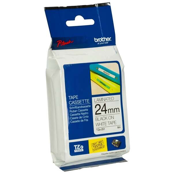 Brother szalag tze-251, fehér alapon fekete, laminált, 24mm 0.94...
