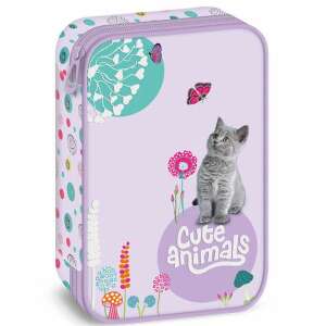 Cute Animals cicás tolltartó, lila színben, fehér és rózsaszín részletekkel, lányoknak - Ars Una