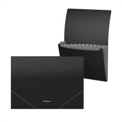 Erich Krause Classic harmonika irattartó 12 rekesszel, A4 méretű, matt fekete