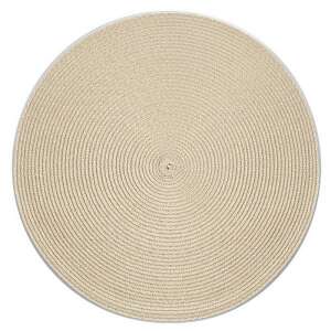 Bézs kerek tányéralátét, 38 cm átmérőjű, fonott mintával, tökéletes mindennapi használatra vagy különleges alkalmakra - Tányéralátét