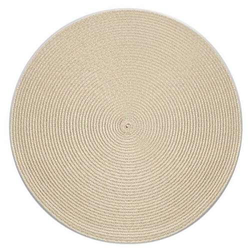 Bézs kerek tányéralátét, 38 cm átmérőjű, fonott mintával, tökéletes mindennapi használatra vagy különleges alkalmakra