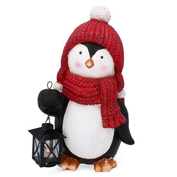 Karácsonyi Pingvin Dekoráció - Lámpossal - 39 cm
