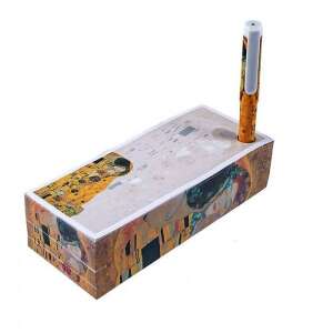 Klimt A csók mintás memoblokk tollal, 400 vonalas lap, 16x4x7 cm - Klimt