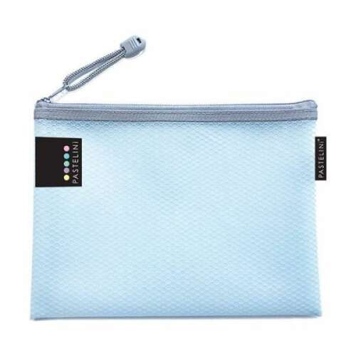 PASTELINI cipzáras PVC tasak - A5 - pasztell kék