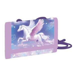 Pegazus unikornis nyakba akasztható pénztárca, rózsaszín és kékeslila színben, fehér szárnyas unikornis mintával, lányoknak - Oxybag
