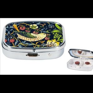 William Morris Strawberry Thief gyógyszertartó doboz, dekoratív fém gyógyszerrendszerező - Gyógyszeradagoló