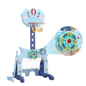 inSPORTline Dolfir Gyermek kosárlabda palánk delfin mintával, Multifunkcionális játszótér gyerekeknek, Állítható magasság, Tartalmaz kosárlabdát, focikaput, golfkészletet, gyűrűdobást, vízzel tölthető alapot - Kosárlabdázás