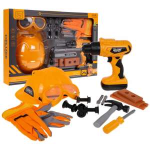 Deluxe 20-dielna sada detského náradia s prilbou, rukavicami, vŕtačkou, kladivom, skrutkovačom a ochrannými okuliarmi - Remeselné práce