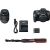 Canon EOS 2000D DSLR camera kit with lens, battery, charger, and strap