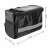 Black handlebar bike bag with phone holder, waterproof, reflective stripe, dimensions