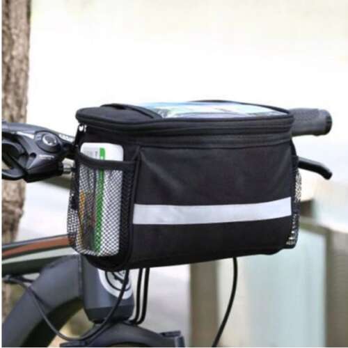 Kormányra rögzíthető kerékpár táska, telefontartóval