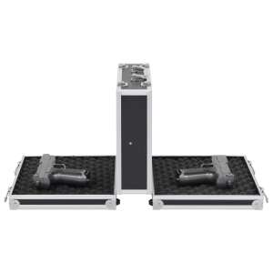 vidaXL fekete alumínium és ABS fegyvertáska, nyitva, habbal bélelt belsővel és két pisztollyal - Fegyverkoffer