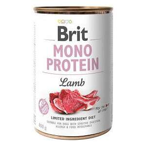 Brit Mono Protein Lamm Nassfutter, 400g Dose, Diät mit begrenzten Zutaten für Hunde mit empfindlicher Verdauung, Allergien und Nahrungsmittelunverträglichkeiten - Nasses Hundefutter
