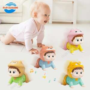 Műanyag elemmel működő, csúszó-mászó baba