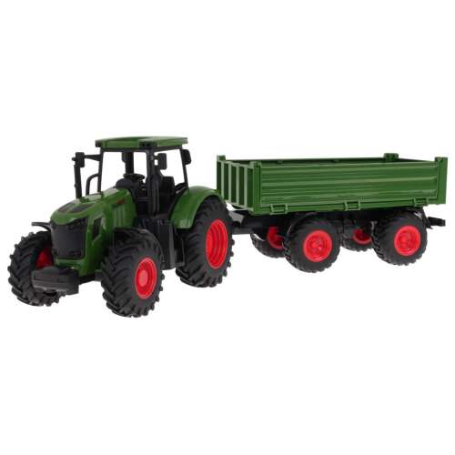 Zöld traktor pótkocsival 1:24 méretarányban