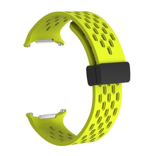 Pasek do Galaxy Watch Ultra neonowy żółty perforowany magnetyczny silikonowy, 24mm