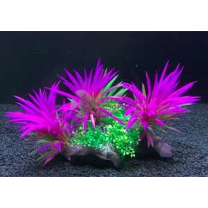 Zöld-lila tengerifű akváriumi műnövény kisebb növényekkel 15 cm 39414254 